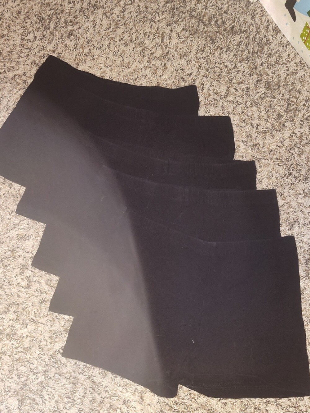 5 Pairs Black Stretch Shorts-Girls